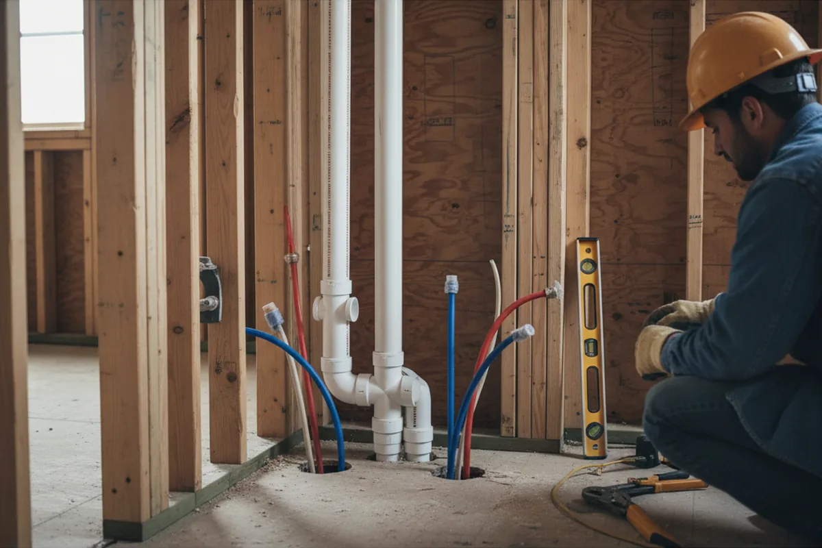 Drain and supply rough-in during Garbage Disposal Repair in Portage